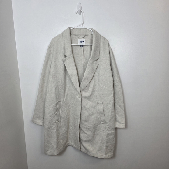 Old Navy Jackets & Blazers - NEW Old Navy Cream Long Preppy Minimalist Feminine Blazer Jacket Size 2XL